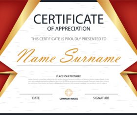 Red certificate template design vectors