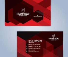 Red company business card vector template