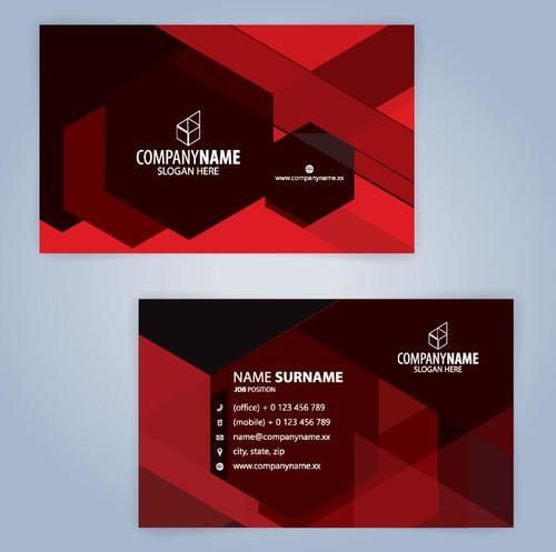 Red company business card vector template
