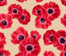 Red flower seamless pattern vectors