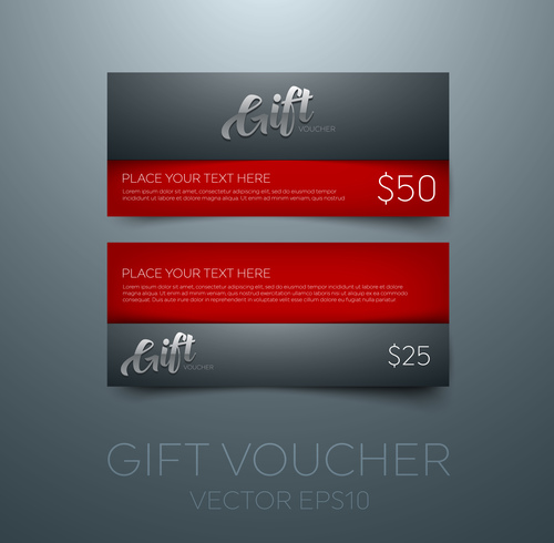 Red gift vouchers template vector 01