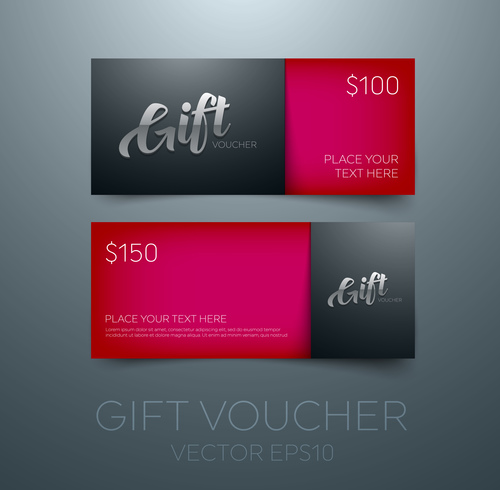 Red gift vouchers template vector 02