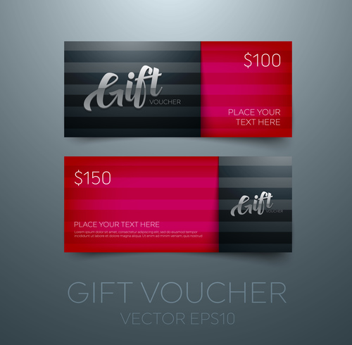 Red gift vouchers template vector 04