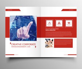 Red styles business brochure template vector 01