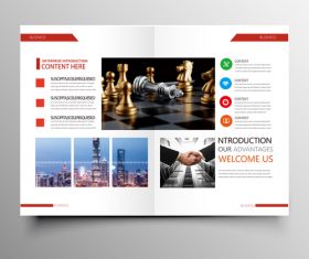 Red styles business brochure template vector 02