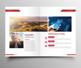 Red styles business brochure template vector 03