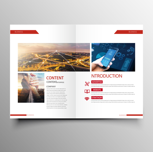 Red styles business brochure template vector 03