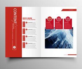 Red styles business brochure template vector 04