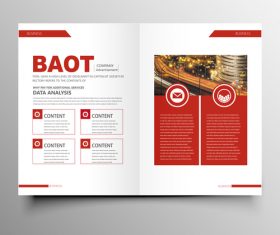 Red styles business brochure template vector 05