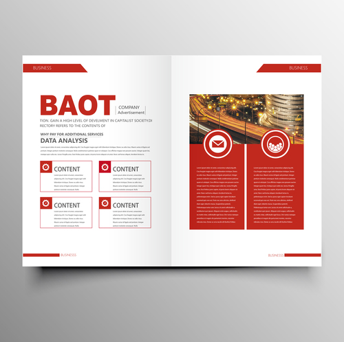 Red styles business brochure template vector 05