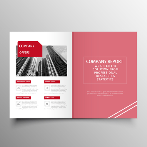 Red styles business brochure template vector 06