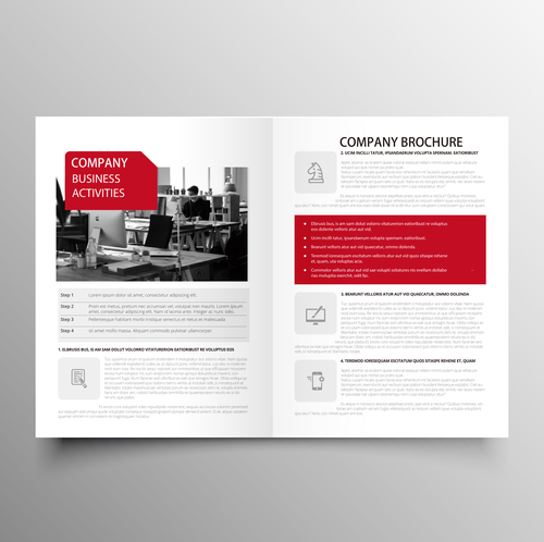 Red styles business brochure template vector 07