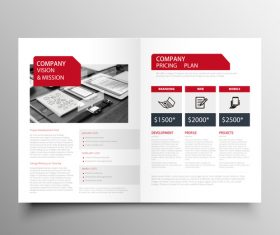 Red styles business brochure template vector 08