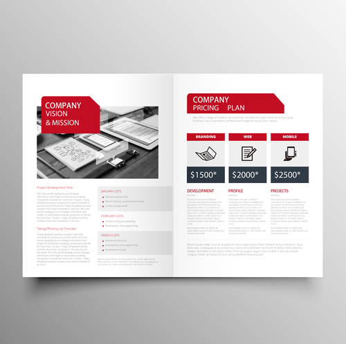 Red styles business brochure template vector 08