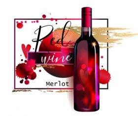 Red wine poster template vector material 02