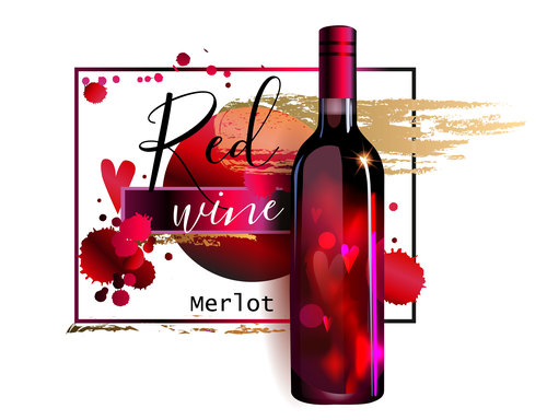 Red wine poster template vector material 02
