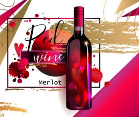 Red wine poster template vector material 03