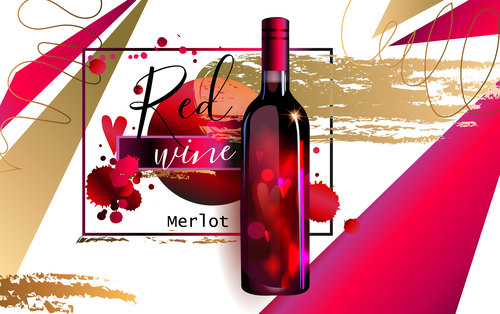 Red wine poster template vector material 03