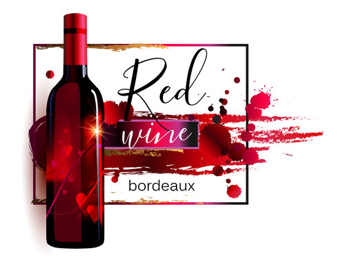 Red wine poster template vector material 04