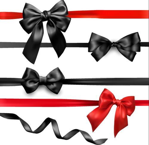 Red with black bows illustration vector 01