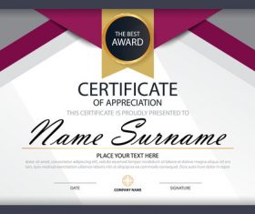 Red with blue certificate template design vectors 03