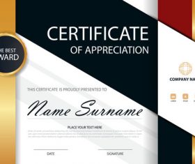 Red with blue certificate template design vectors 04