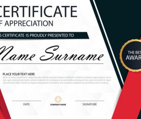 Red with blue certificate template design vectors 05