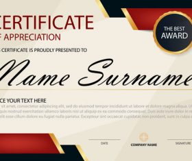 Red with blue certificate template design vectors 08