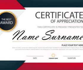 Red with blue certificate template design vectors 09