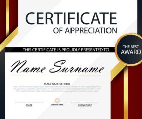 Red with blue certificate template design vectors 10
