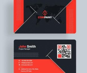 Red with blue company business card vector template