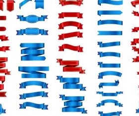 Red with blue ribbon design vector set