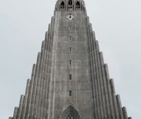 Retro church with high architecture Stock Photo