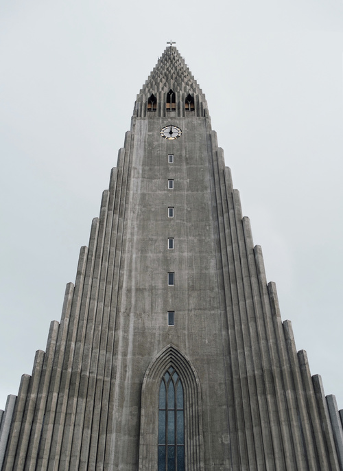 Retro church with high architecture Stock Photo