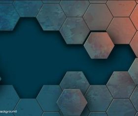 Retro metal hexagon background vector