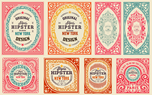 Retro styles hipster labels vectors 01