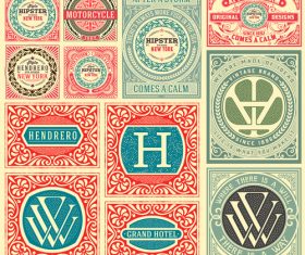 Retro styles hipster labels vectors 04