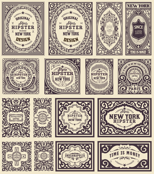 Retro styles hipster labels vectors 05