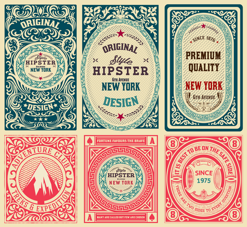Retro styles hipster labels vectors 06