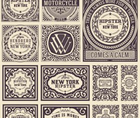 Retro styles hipster labels vectors 07