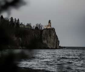 Rippled rocky seascape at dusk Stock Photo