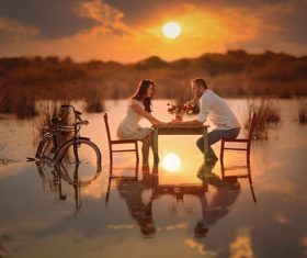 Romantic moments of couples Stock Photo