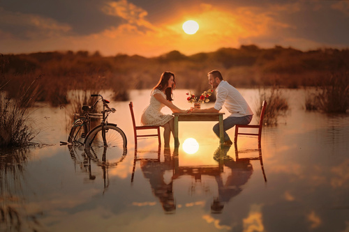 Romantic moments of couples Stock Photo