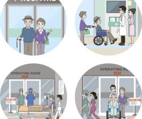 Round hospital icons vector 01