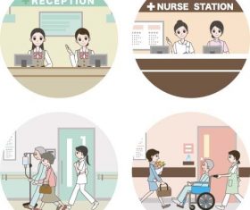 Round hospital icons vector 02