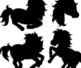 Running horse silhouette vector set 01