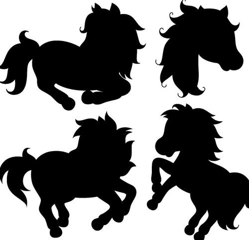 Running horse silhouette vector set 01