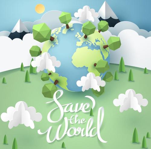 Save the world poster template vector