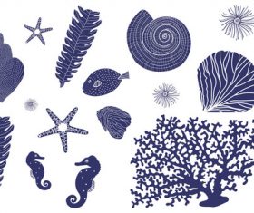 Sea biological blue silhouette vector