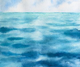 ea with sky watercolor painting vector background material 05